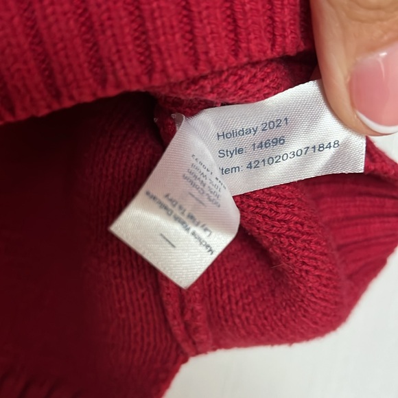 Marine Layer half zip sweater XS red with colorful stripes on sleeves - Picture 9 of 11